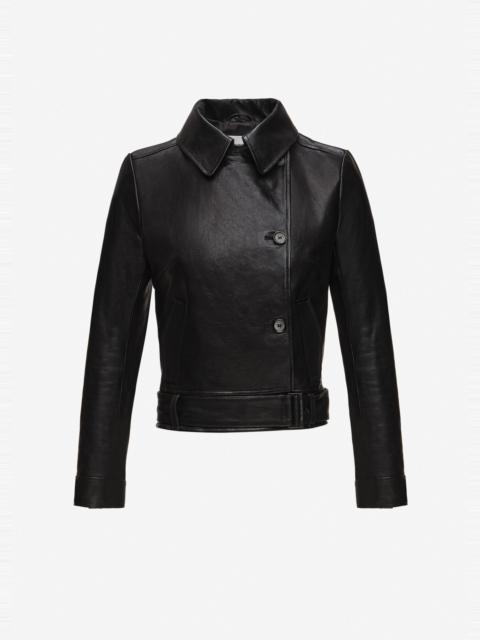 MAGDA BUTRYM Fitted leather jacket with waist belt in black
