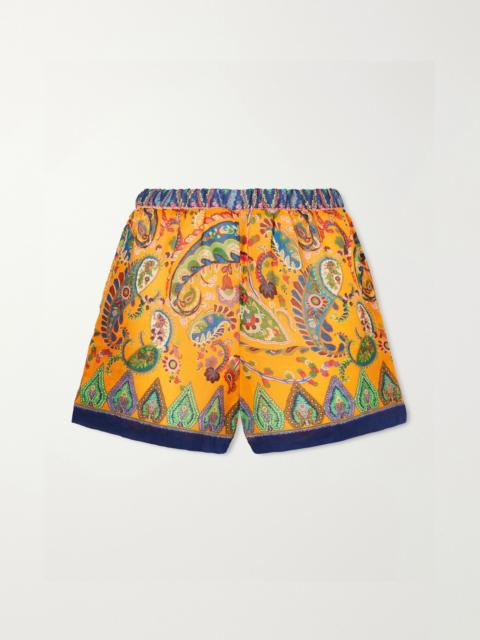 Etro Paisley-print ramie shorts Orange