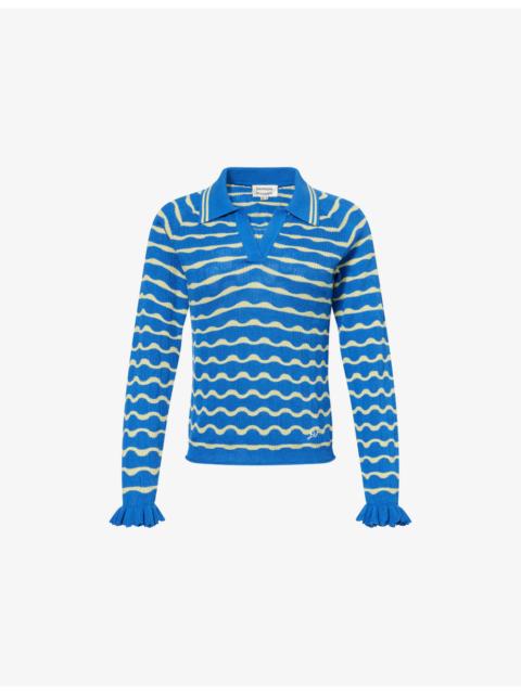 DAMSON MADDER. Silvia Knitted Cotton-Blend Polo Top