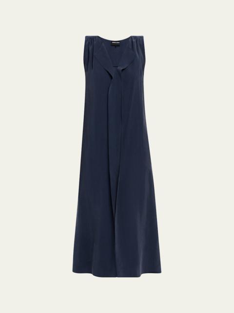 GIORGIO ARMANI Technical Silk Sleeveless Midi Shirtdress