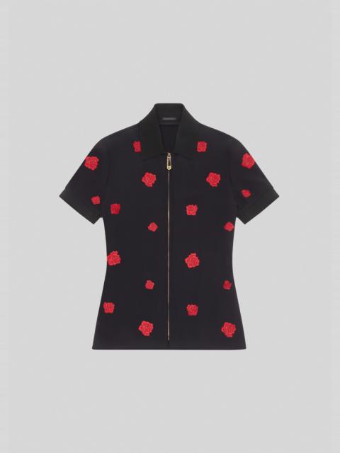 Embroidered Roses Polo Shirt