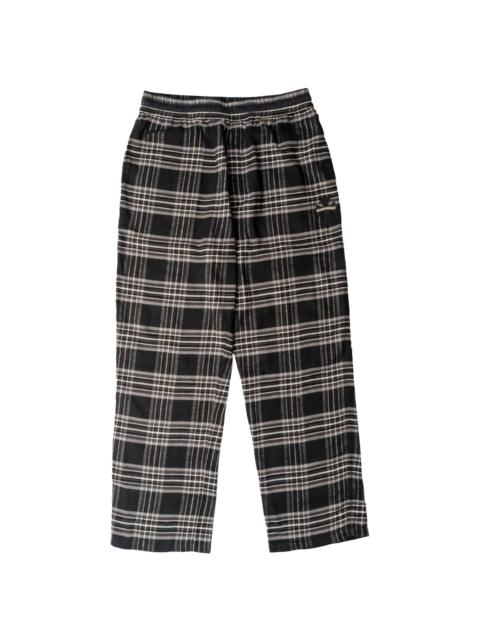 Chrome Hearts After School Leather Cross Patch Flannel Pants "Black/Grey/White" CHRM1726