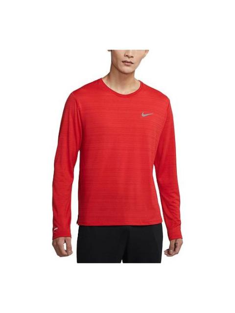 Nike Nike Dri-FIT Miler Casual Sports Long Sleeves Running t Large Red CU5990-657