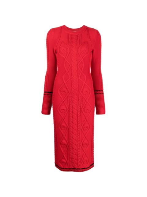 cable knit long-sleeve dress