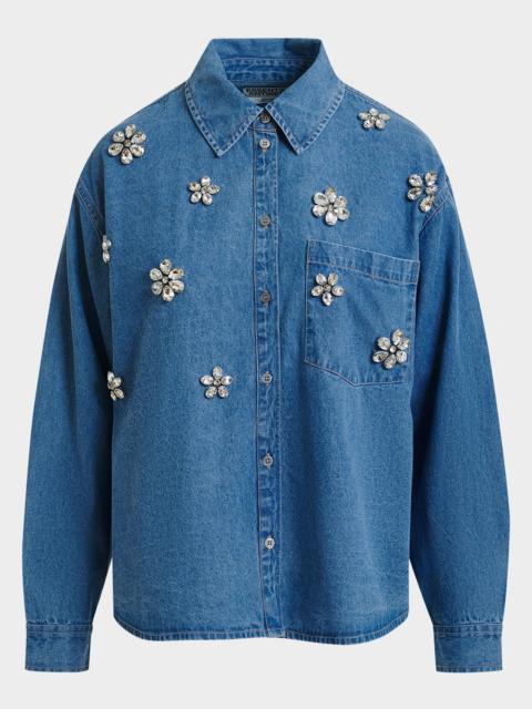 ESSENTIEL ANTWERP Konnection Rhinestone Denim Shirt