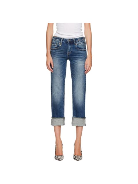 R13 Blue Cuffed Boy Straight Jeans