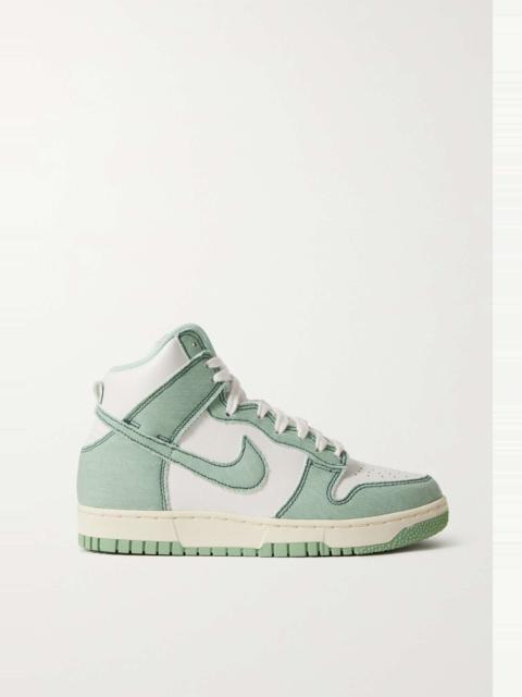 Nike Dunk 1985 topstitched denim and leather high-top sneakers