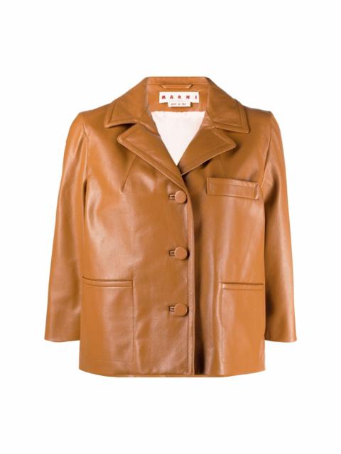 Marni collared leather jacket