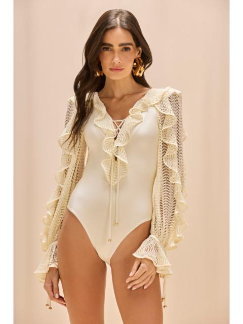 PatBO JADE LYCRA PLUNGE MESH BODYSUIT
