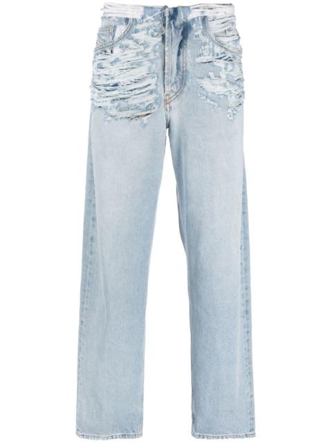Diesel ripped straight-leg jeans