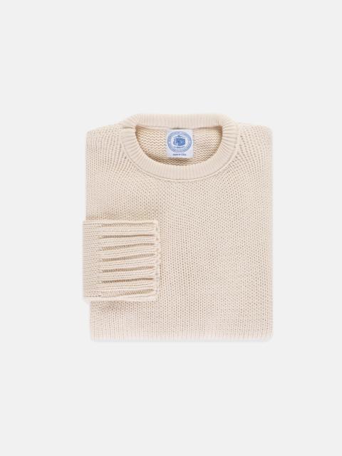 J. PRESS MADE-IN-USA NATURAL CHUNKY COTTON CREWNECK SWEATER