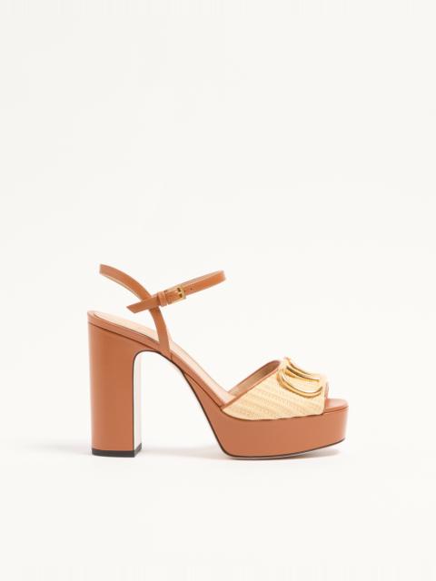 Valentino VLOGO SIGNATURE PLATFORM SANDAL IN RAFFIA 115MM