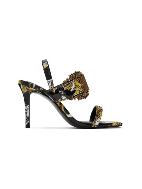 VERSACE JEANS COUTURE Black Logo Couture Emily Slingback Heeled Sandals