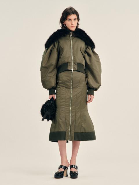 Simone Rocha Cropped Split Faux Fur Hood Bomber Jacket