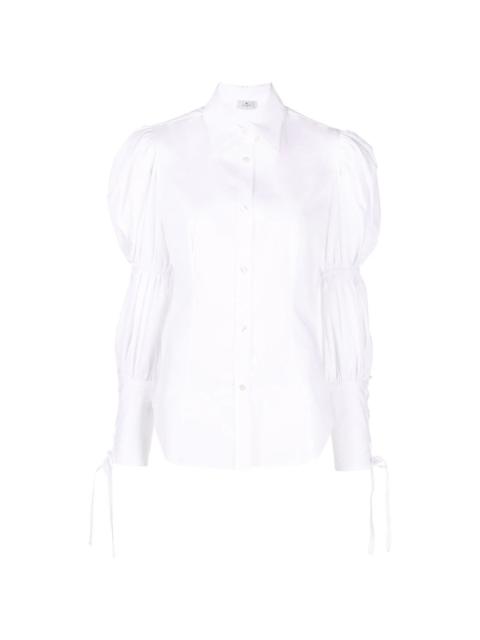 long puff-sleeved cotton shirt