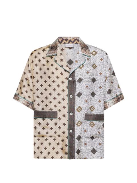 Pierre-Louis Mascia Aloe geometric-pattern camp-collar shirt