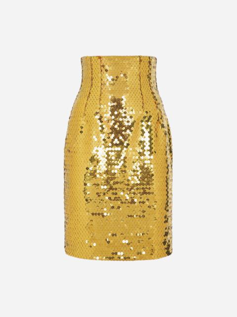 Dolce & Gabbana High-waisted sequined midi skirt