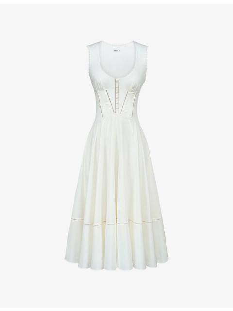 House of CB Solana Button-Front Cotton Midi Dress