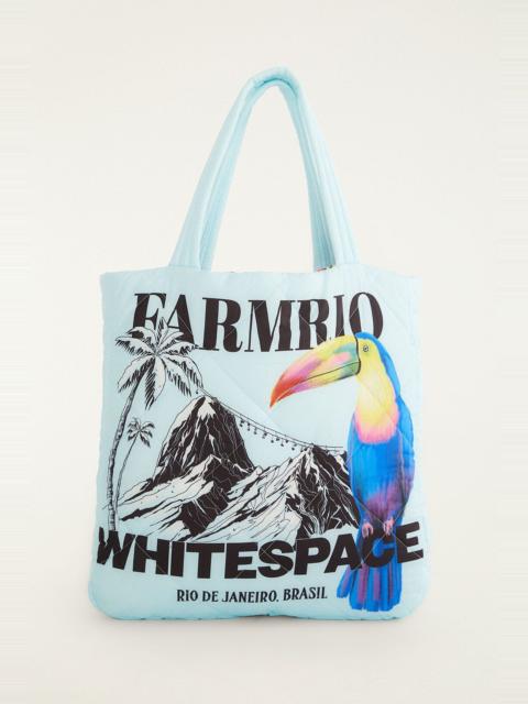 FARM RIO Blue Toucan Puffer Tote Bag