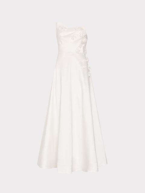 MILLY Cynthia Taffeta Flower Embroidered Dress