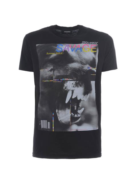 DSQUARED2 Savage Print Graphic Cotton T-Shirt "Black" S71GD0627 S22427 900