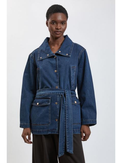 KAREN MILLEN Denim Funnel Neck Oversized Jacket