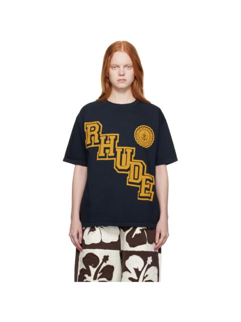 Rhude Black 'Rhude' Collegiate Crest T-shirt