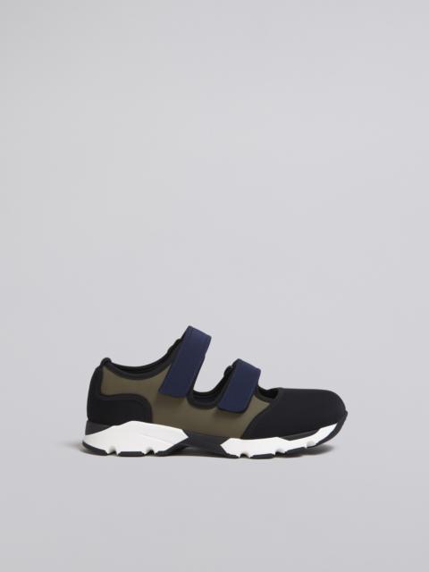 Marni BLACK GREEN AND BLUE TECHNICAL FABRIC SNEAKER WITH HOOK AND LOOP FASTENERS