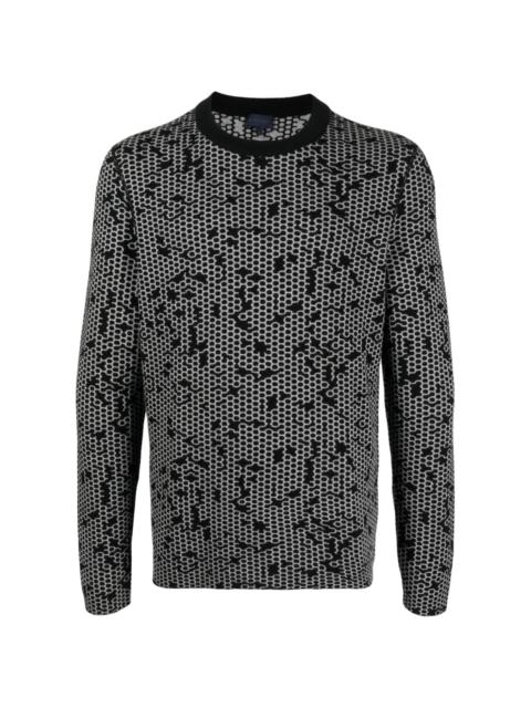 patterned intarsia-knit wool jumper