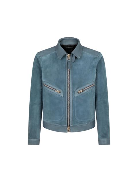 TOM FORD BUTTERY SUEDE CONTRAST ZIP BLOUSON