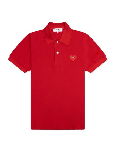 Comme des Garçons PLAY COMME DES GARCONS PLAY WOMEN'S RED EMBLEM POLO TEE - RED