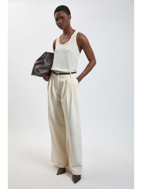 KAREN MILLEN Silk Front Knit Trim Detail Jersey Vest