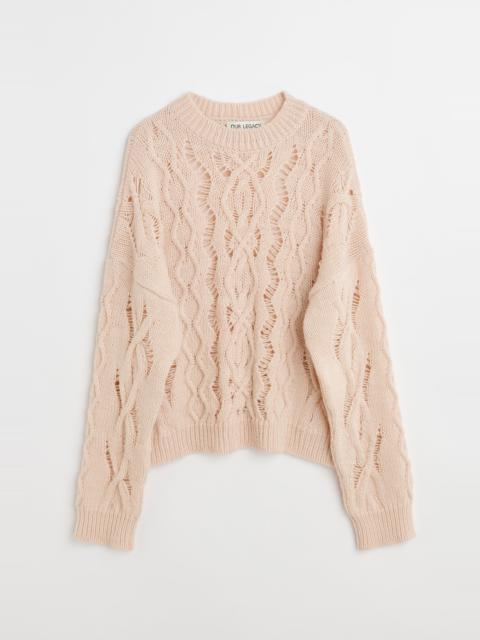 Our Legacy Cable Sonar Roundneck Delicate Pink Fisherman Wool