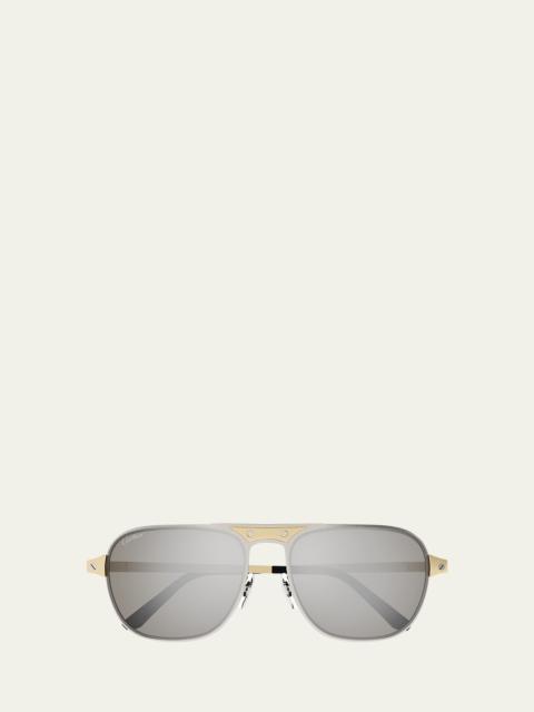 Cartier Men's CT0532SM Metal Aviator Sunglasses
