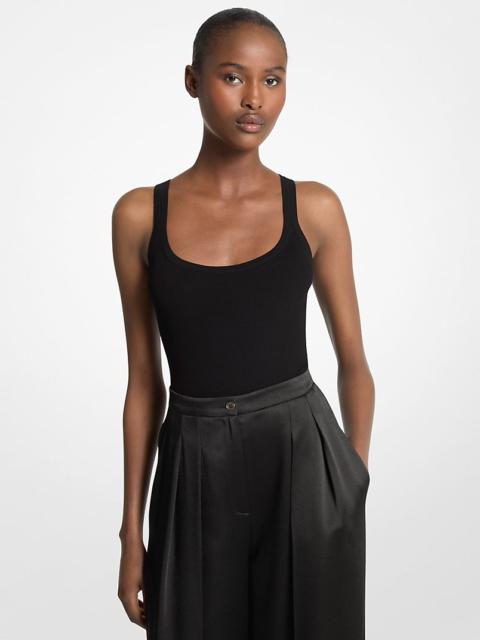 MICHAEL KORS COLLECTION Ribbed Stretch Viscose Tank Top Bodysuit