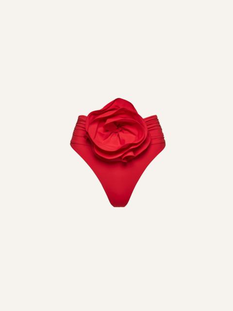 MAGDA BUTRYM High-waisted flower appliqué swim bottom in red