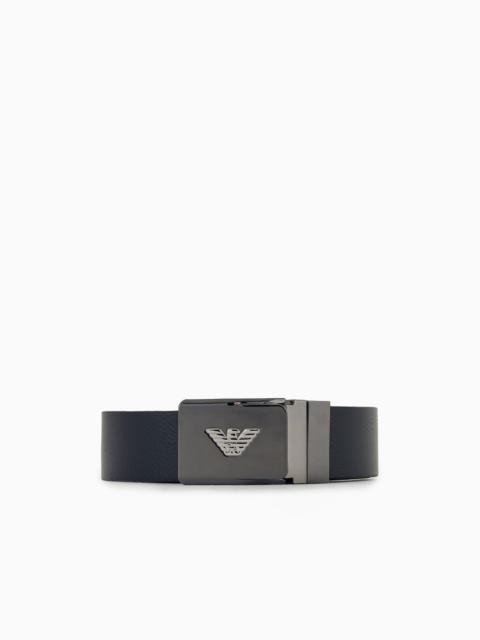 EMPORIO ARMANI Leather belt with metal logo buckle