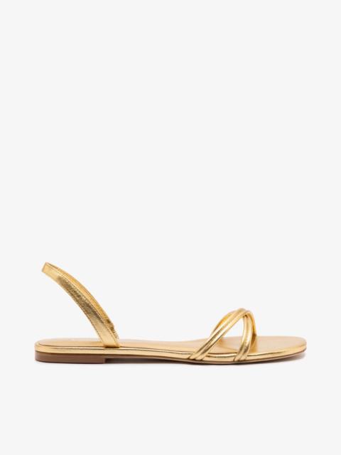 Larroudé Annie Flat In Gold Metallic Leather