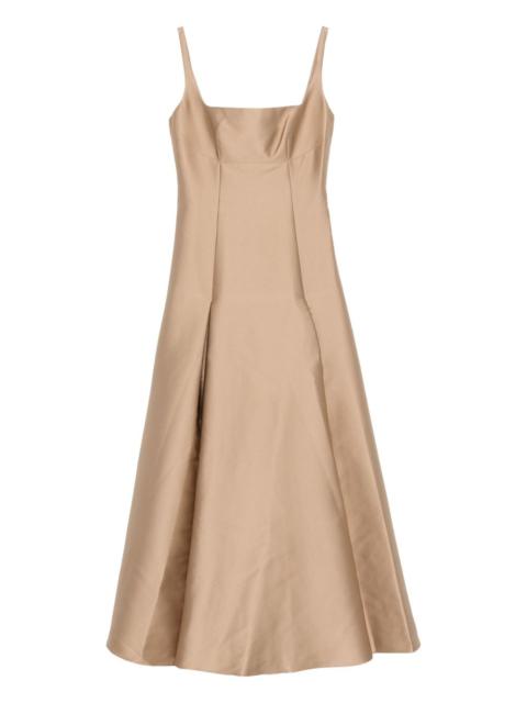 ROLAND MOURET square-neck pleated maxi dress
