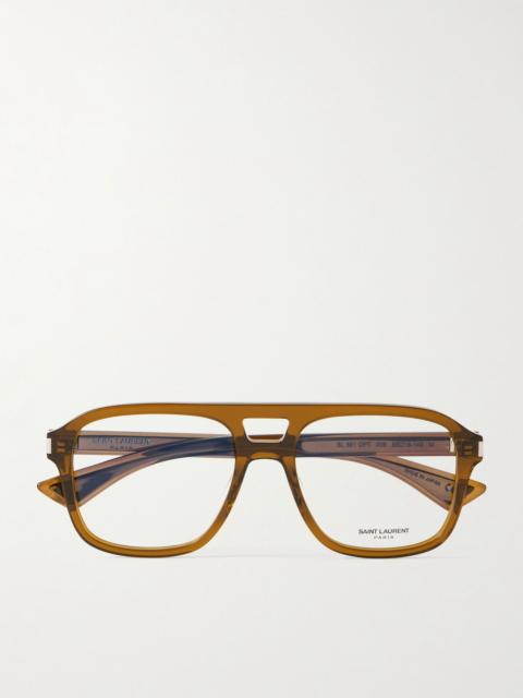 SAINT LAURENT Aviator-Style Acetate Optical Glasses Brown