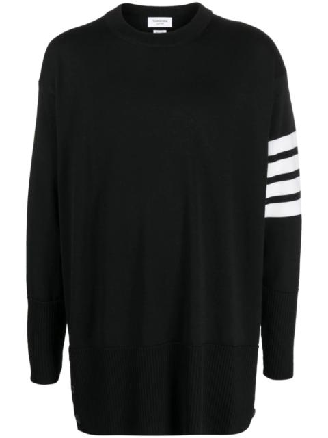 Thom Browne Black Fine Merino Wool 4-Bar Elongated Pullover