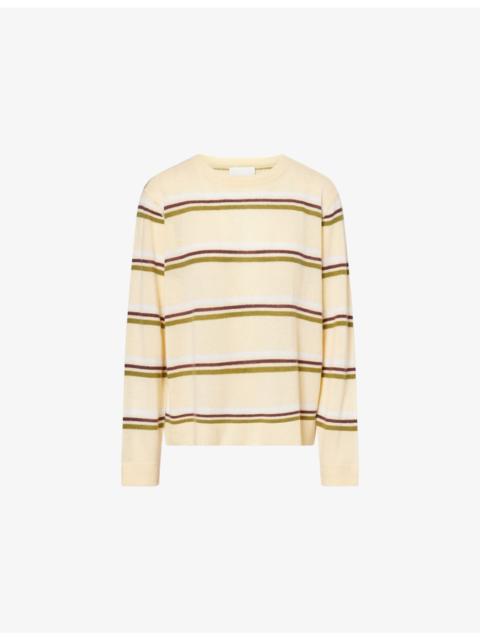 Reformation Stripe-Print Round-Neck Cashmere Jumper