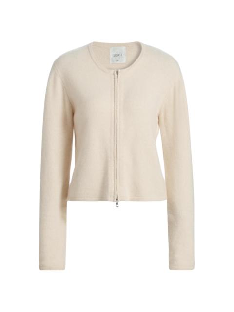 LESET Women's Jesse Wool Two-Way Zip Cardigan - Alabaster