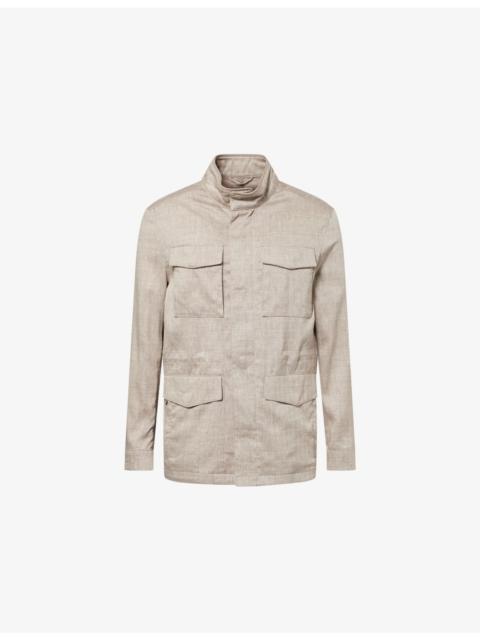 CORNELIANI High-Neck Long-Sleeve Linen And Wool-Blend Field Jacket