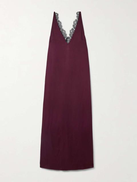 Stella McCartney Lace-trimmed satin midi dress Burgundy
