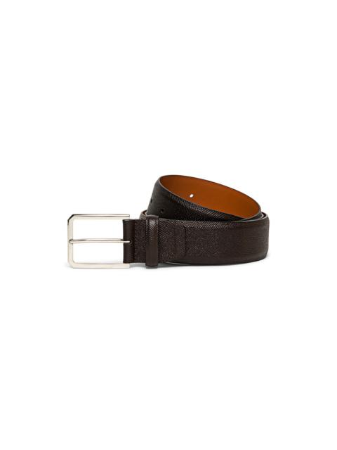 Santoni Adjustable brown Saffiano leather belt