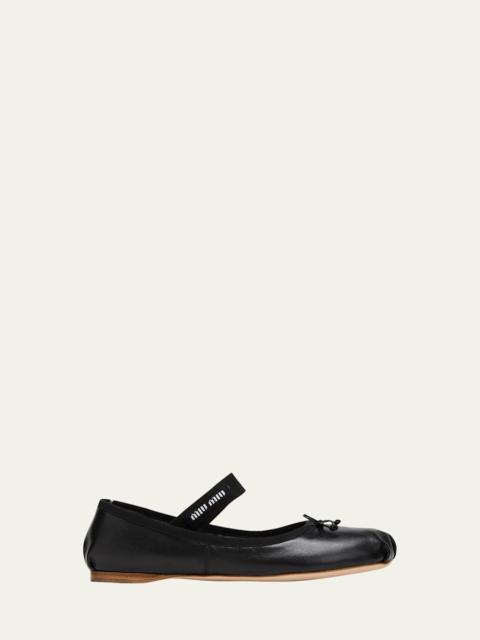 Miu Miu Leather Ballerina Flats