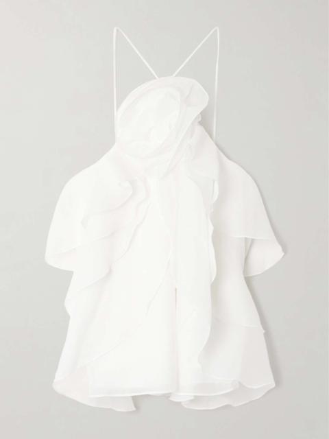 Aje. Pandorea ruffled layered chiffon top Ivory