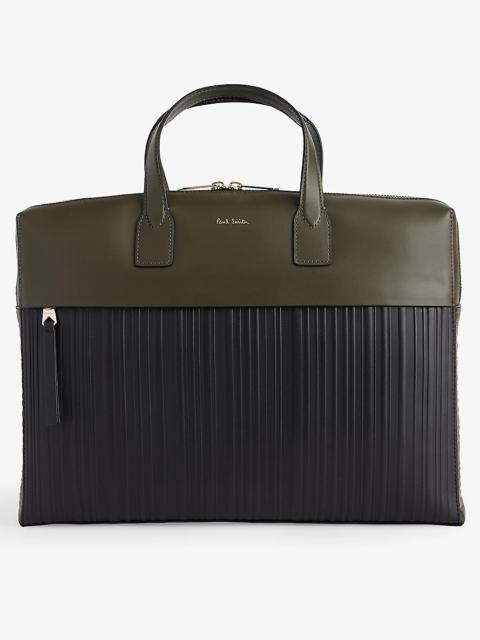 Paul Smith Striped-panel zipped leather document bag