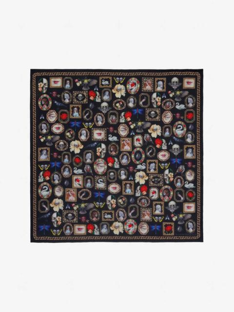 Alexander McQueen Silk Curiosities Shawl in Black/beige